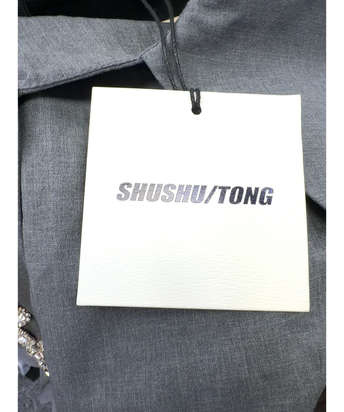 SHUSHU/TONG Grey peaked collar dress, size UK 8 — detail