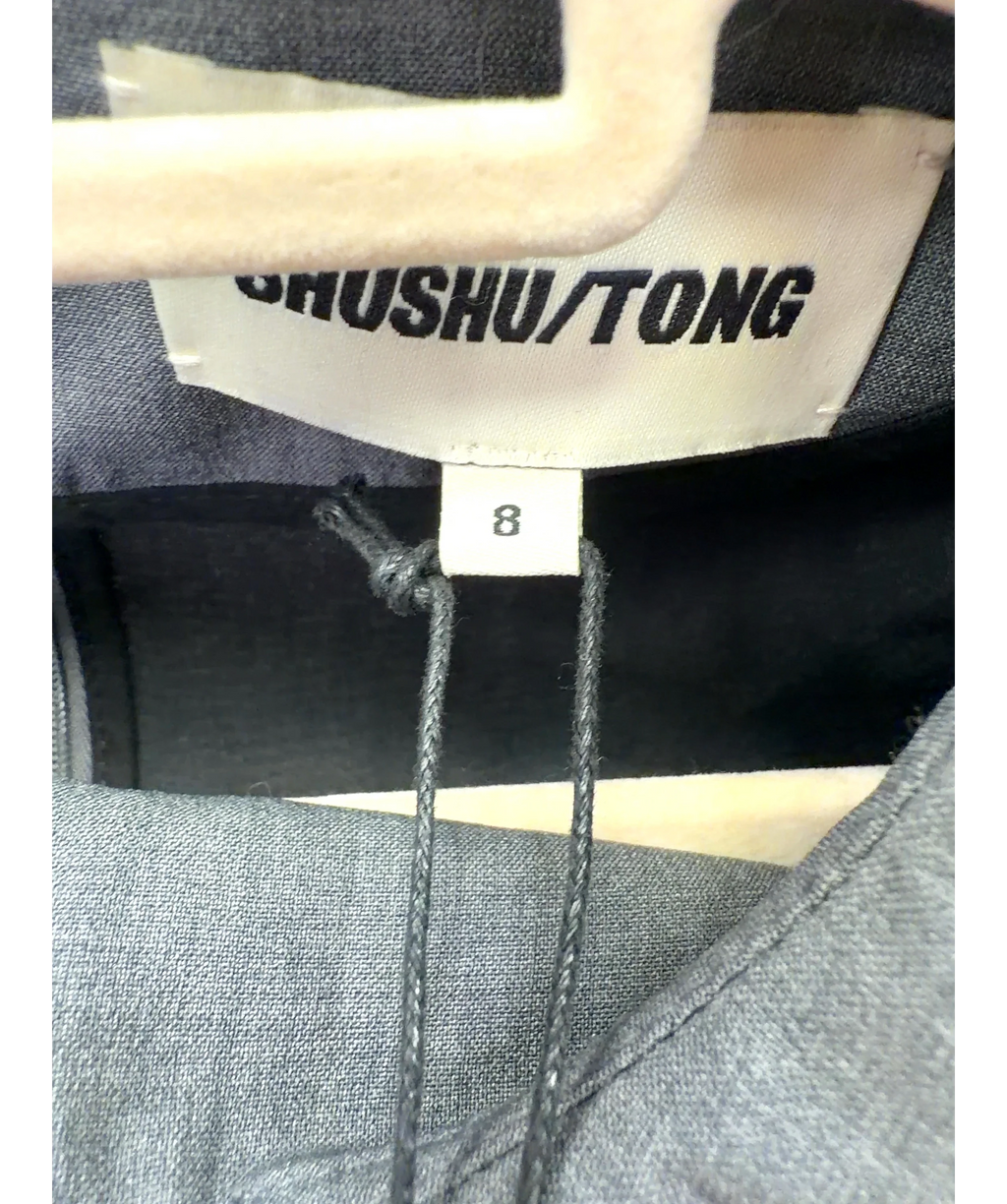 SHUSHU/TONG Grey peaked collar dress, size UK 8 — care label