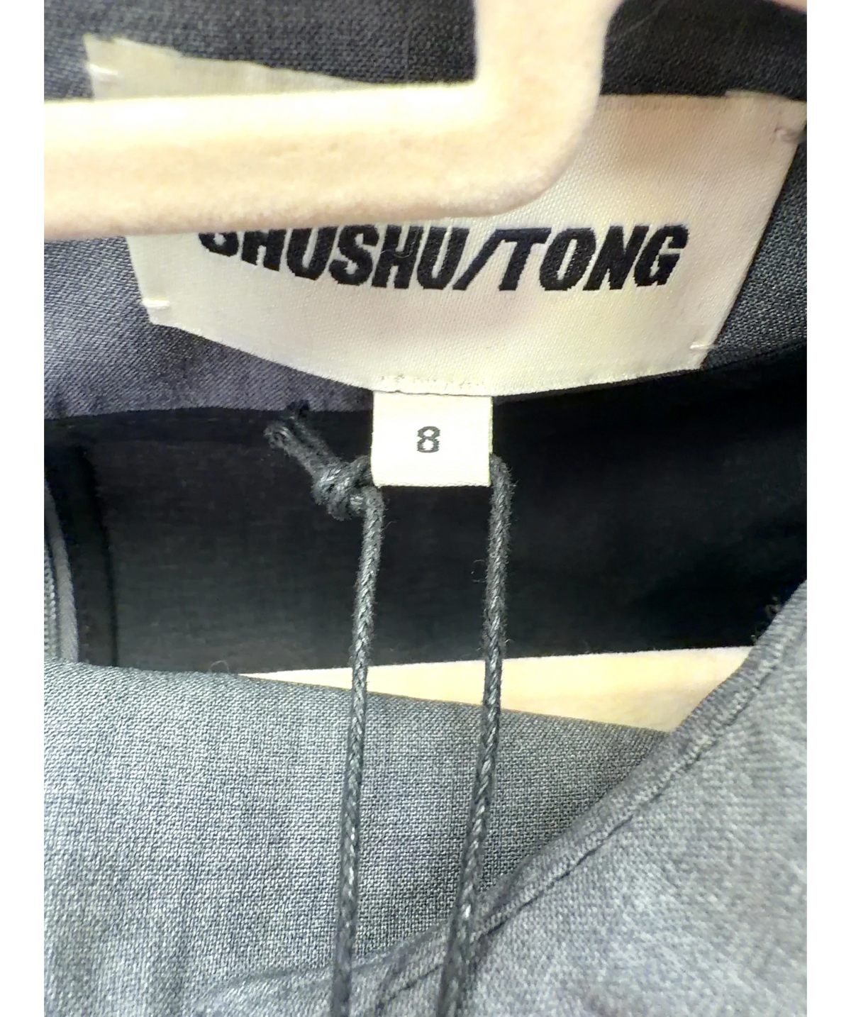 SHUSHU/TONG Grey peaked collar dress, size UK 8 — care label