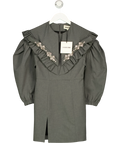 SHUSHU/TONG Grey peaked collar dress, size UK 8 — front