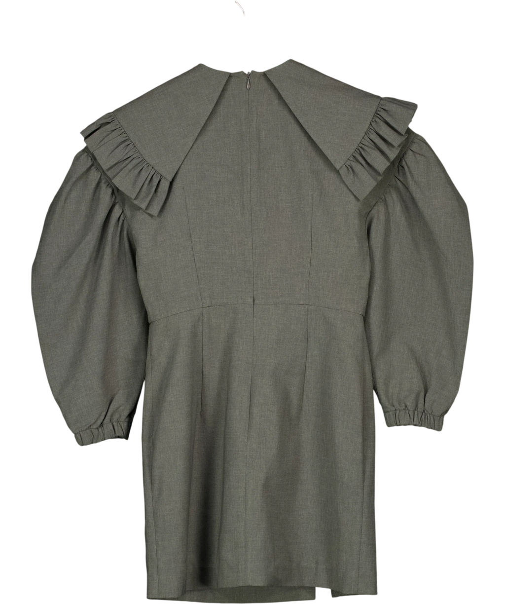 SHUSHU/TONG Grey peaked collar dress, size UK 8 — back