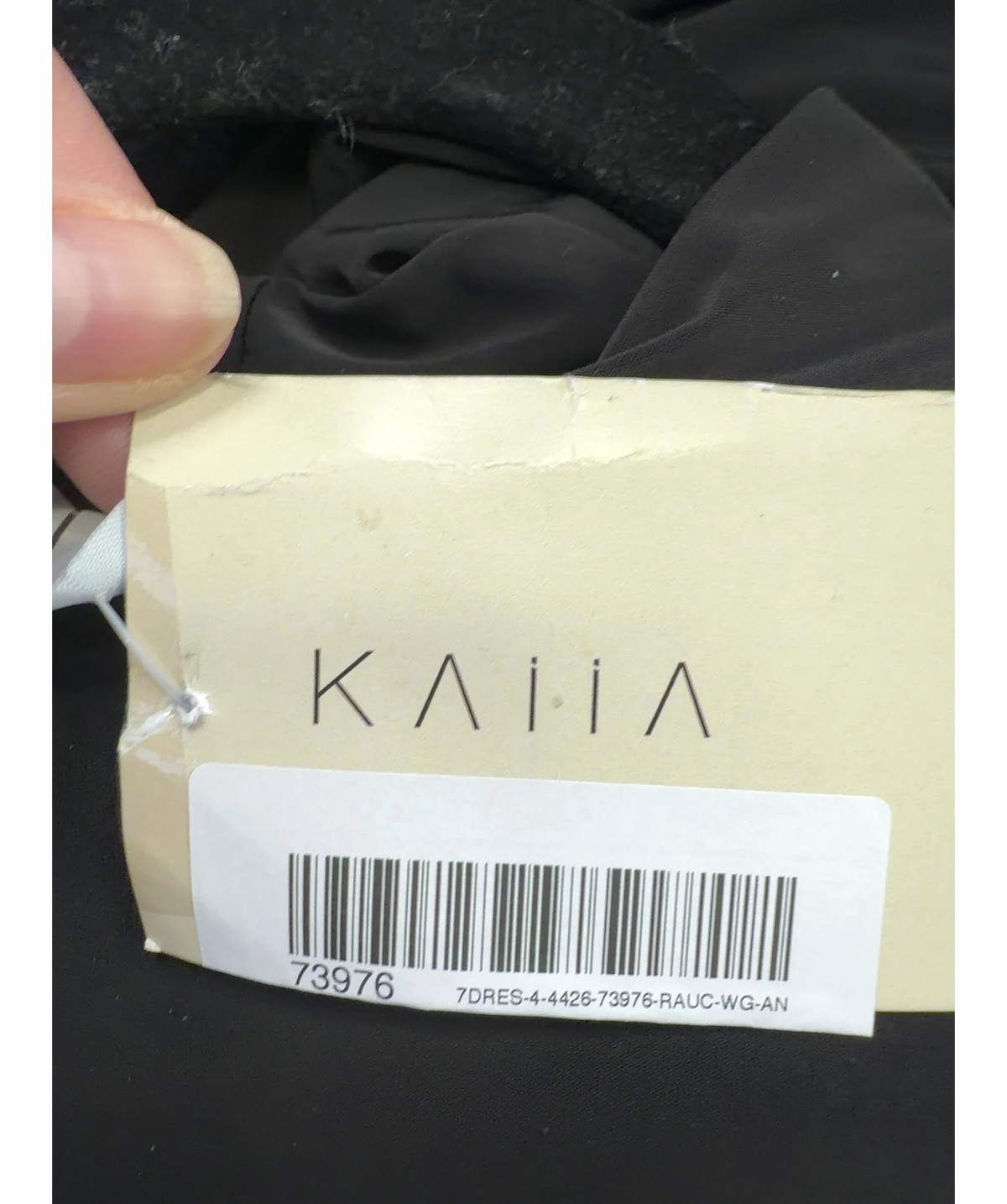 Kaiia Black exclusive double layered slinky sheer panel mini dress in black, size UK 10 — detail