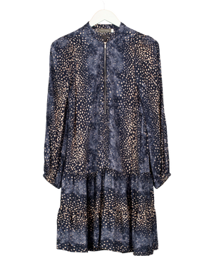 Mint Velvet Renee Blue Animal Zip Mini Dress UK 10