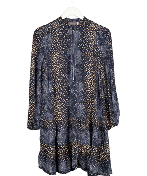 Mint Velvet Mint Velvet Renee Blue Animal Zip Mini Dress UK 12