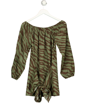 La Weave Green And Brown Off-The-Shoulder Top UK S