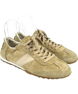 River Island Beige Cracked Leather Trainers UK 5
