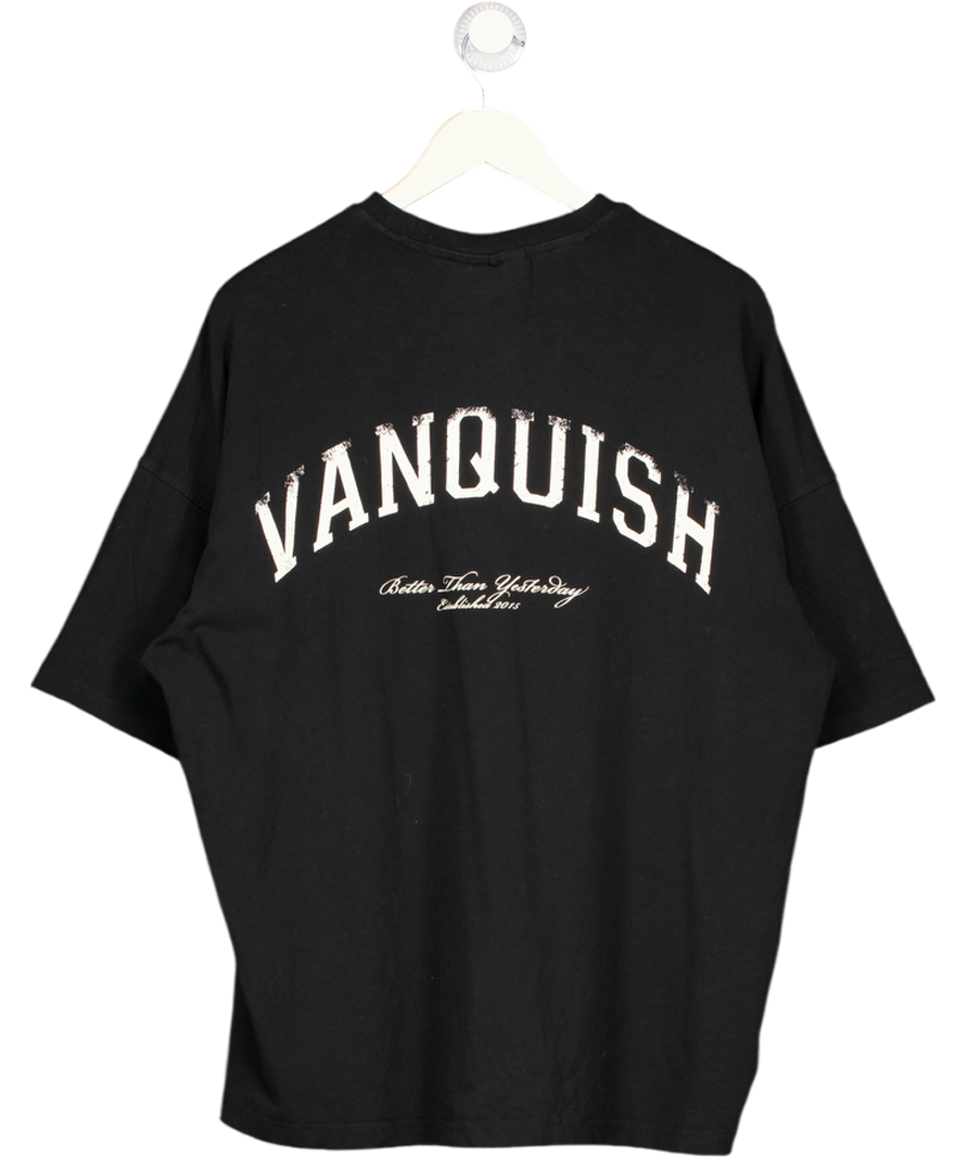VANQUISH Black Graphic Logo Print Oversize T-shirt UK M