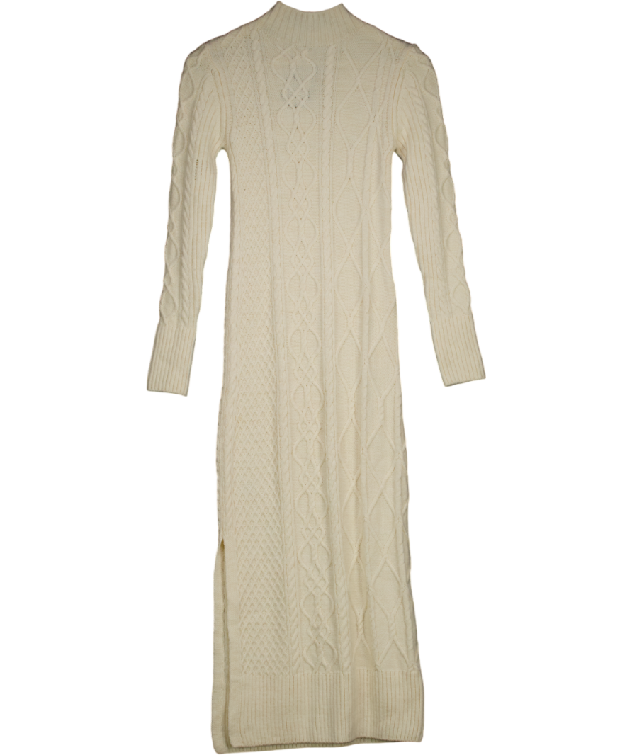 River Island Cream Cable Knit Midi Dress UK 8