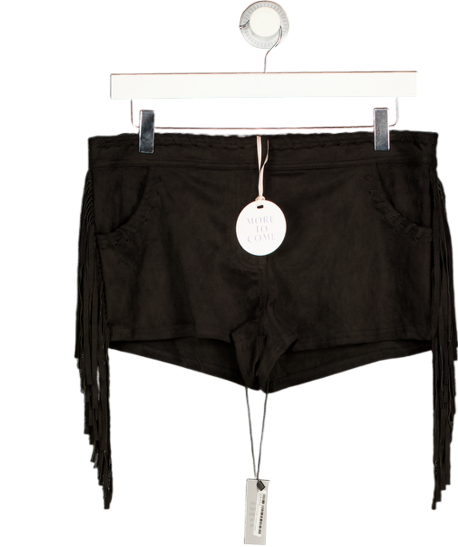 MORE TO COME Black Libertee Fringe Faux Suede Short UK M
