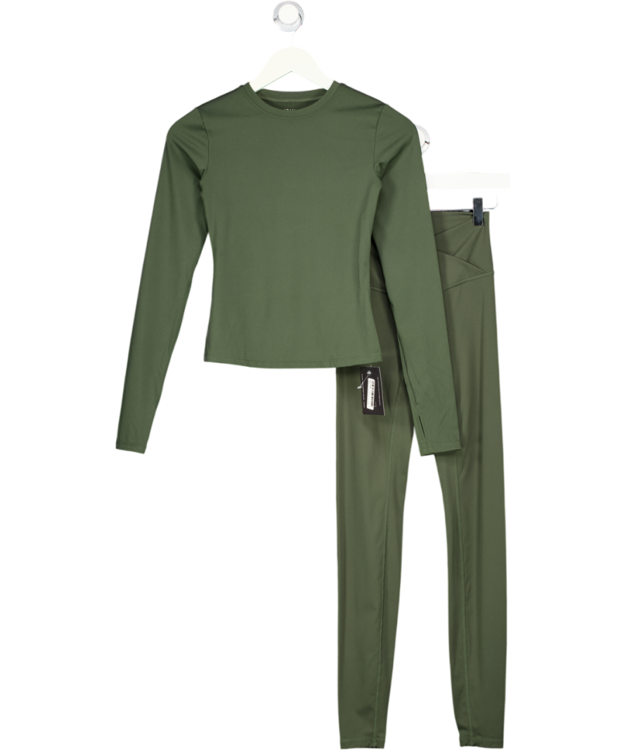 ADANOLA Green 2-piece Activeweat Leggingd And Long Sleeve Top Set UK XS