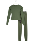 ADANOLA Green 2-piece Activeweat Leggingd And Long Sleeve Top Set UK XS