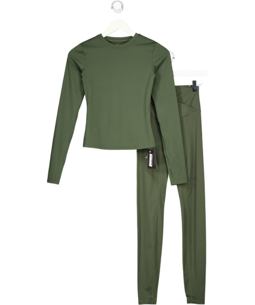 ADANOLA Green 2-piece Activeweat Leggingd And Long Sleeve Top Set UK XS
