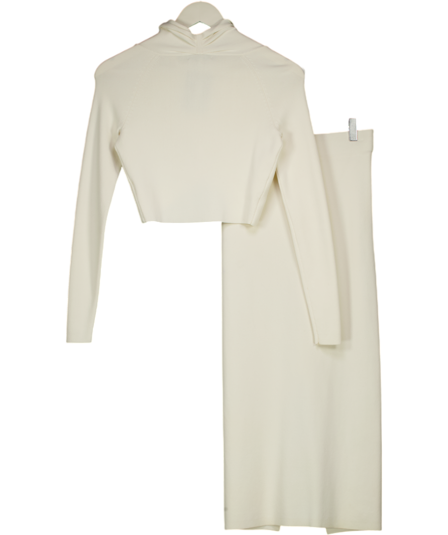 REISS 2-piece Cream High Neck Cropped Top  And Midi Skirt UK S