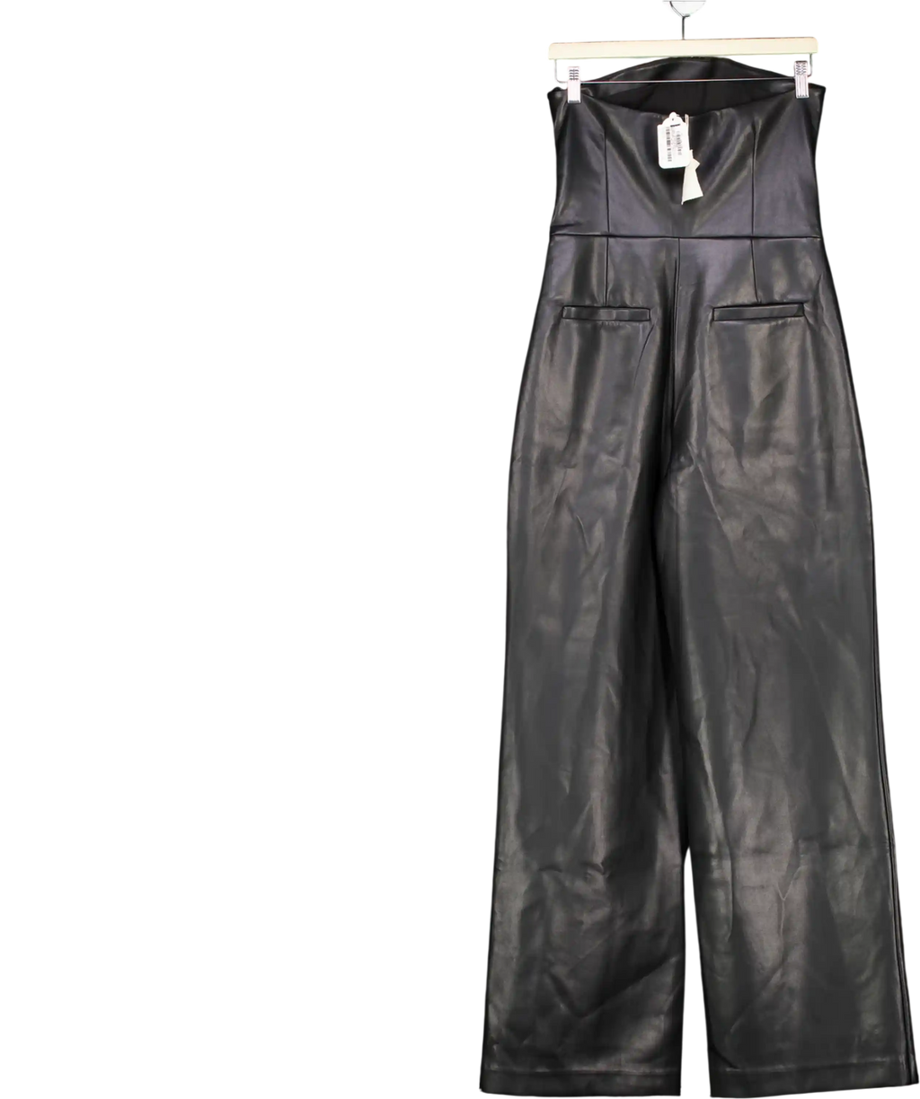Ser.o.ya Black Zoe Buttery-soft  Faux Leather Jumpsuit UK S