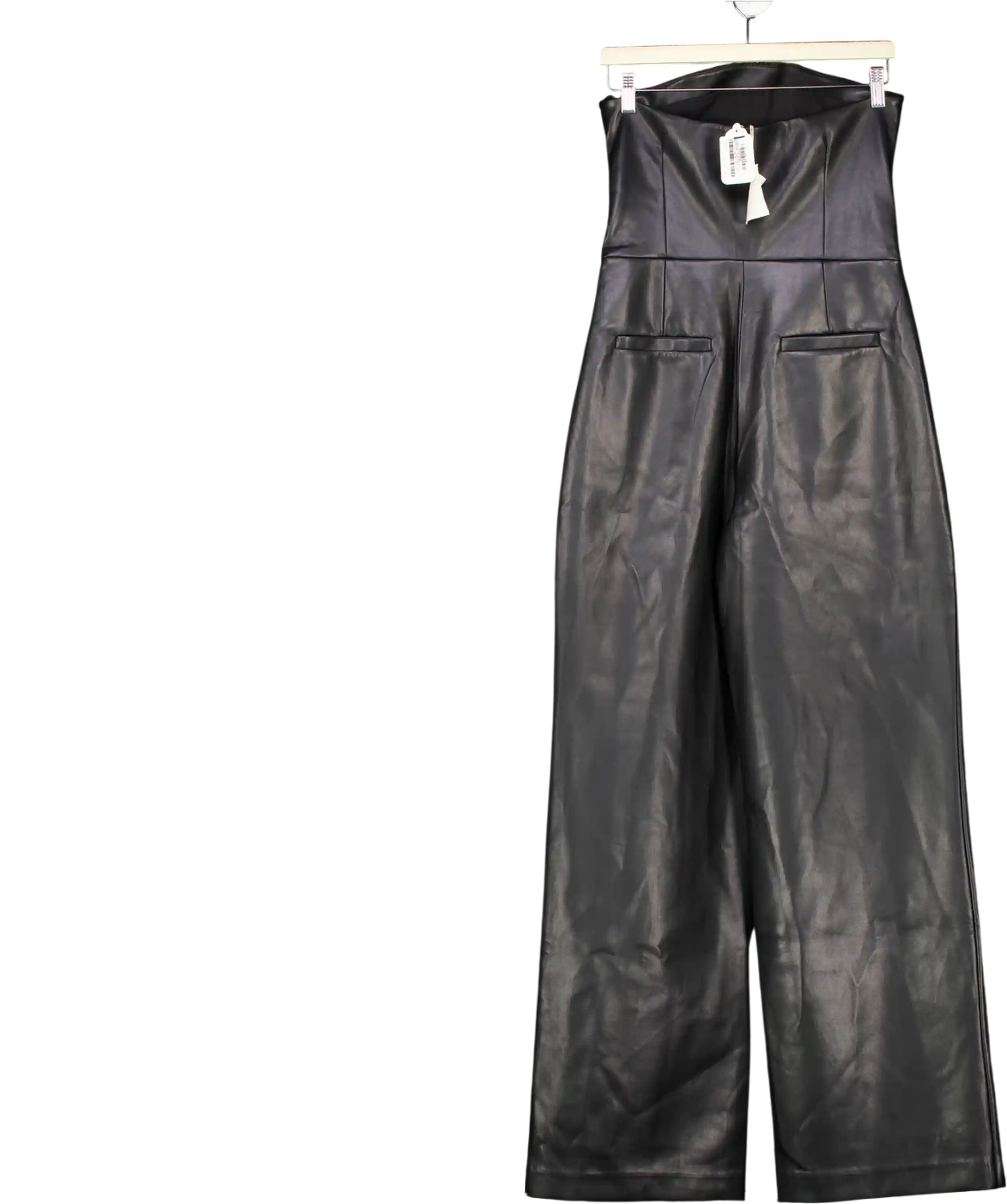 Ser.o.ya Black Zoe Buttery-soft  Faux Leather Jumpsuit UK S
