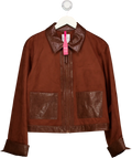 FABRIQUE X Goran Pejkoski Laso Leather Trim Suede Jacket Russet Brown UK S