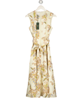 HOBBS Cream Uma Trimmed Paisley Print Linen Dress UK 8