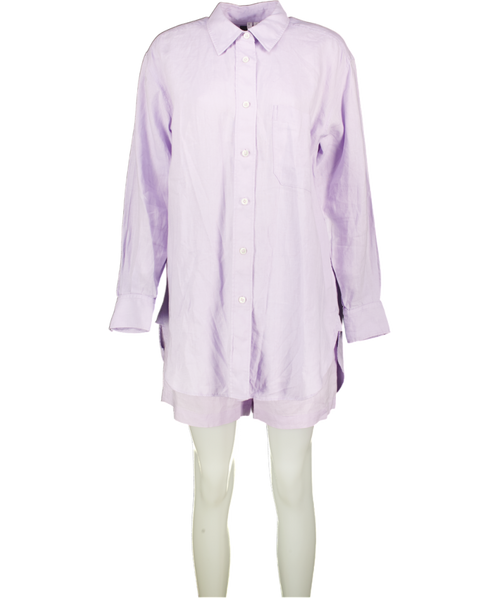 ARKET 2-piece Lilac Purple 100% Linen Shirts & Shorts Set UK 10