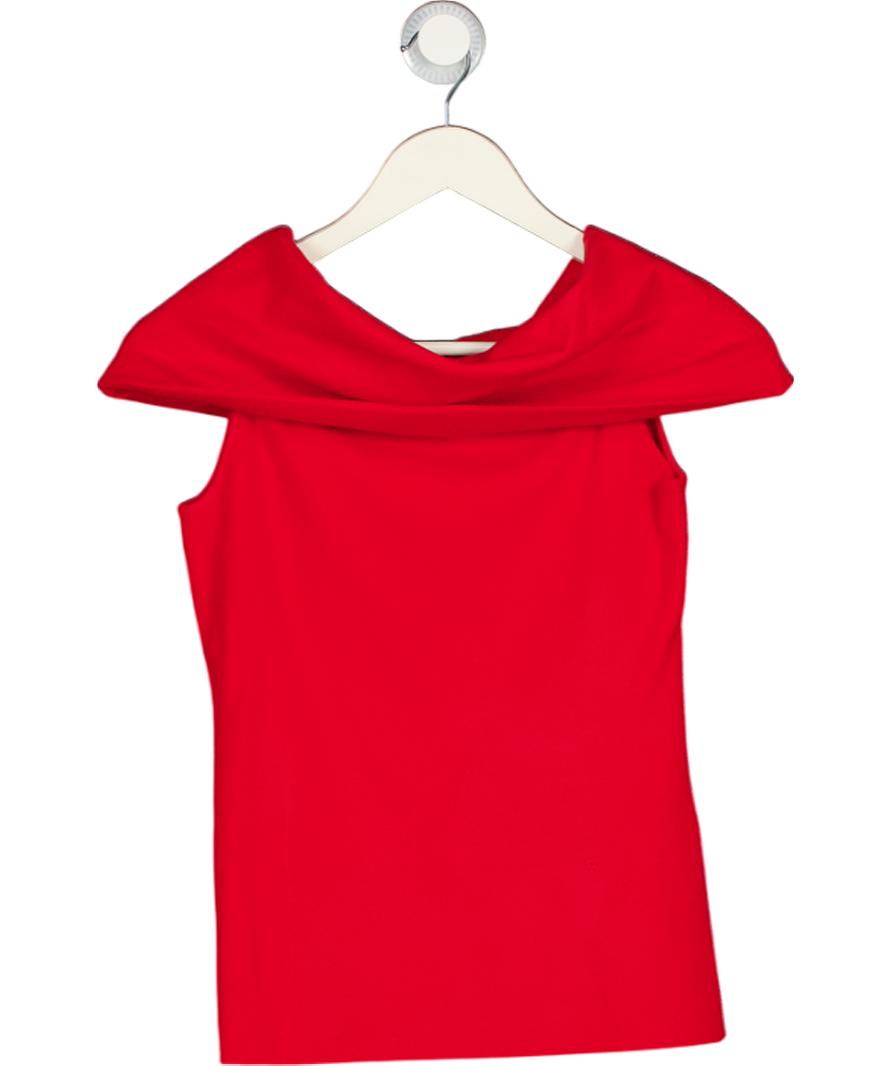 4th & Reckless Deep Foldover Bandeau Knitted Top In Red UK 8