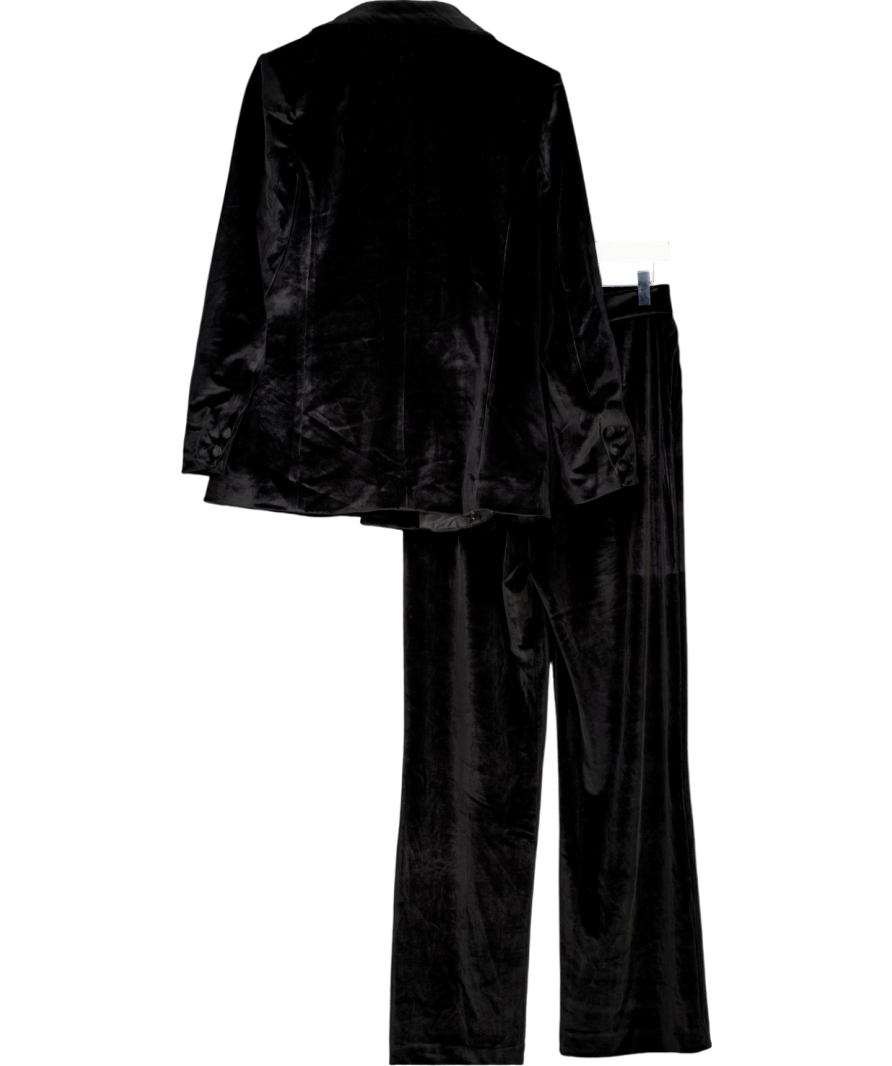 Lily & Lionel Black 2-piece Valerie Tailored Velvet Blazer And Straight Leg Trousers Set UK 10