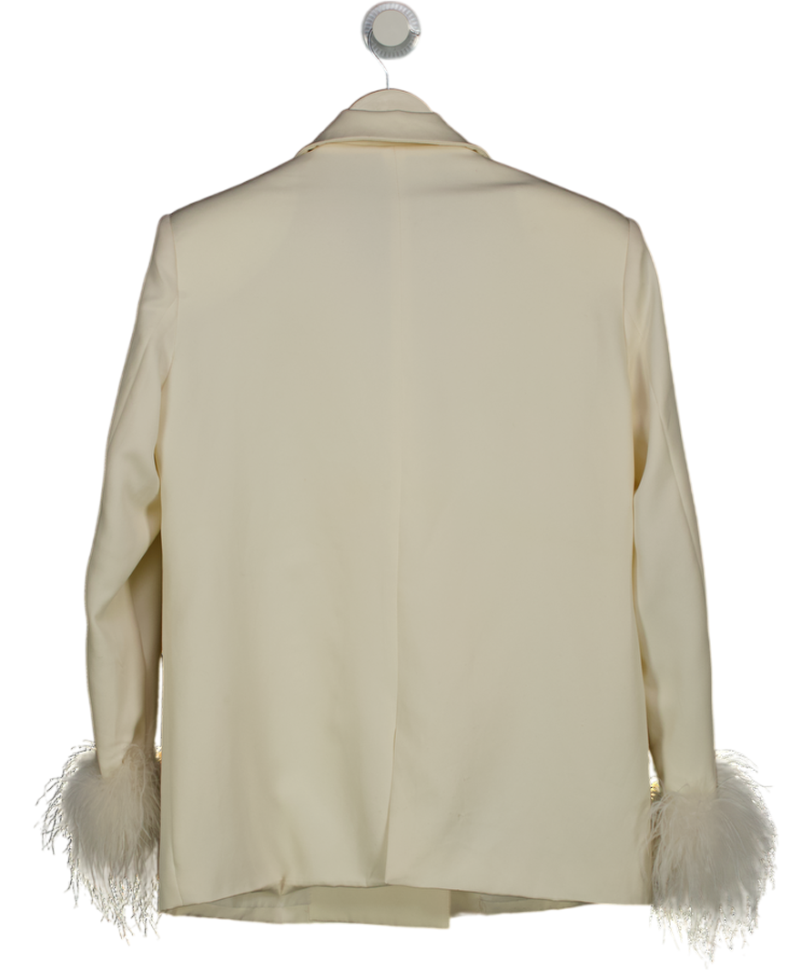 Nasty Gal Cream Feather Trim Suit Blazer UK 8