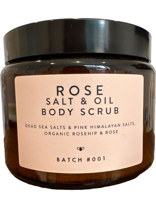 Rose Salt & Oil Body Scrub Dead Sea Salts & Pink Himalayan Organic Rosehip