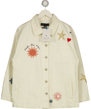 NOBODY'S CHILD White X Elizabeth Scarlett  Online Only Denim Embroidered Shacket UK M