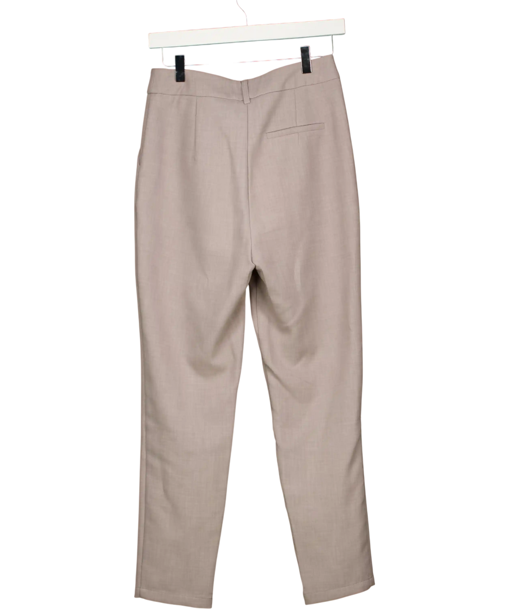 4th & RECKLESS Beige Grey Pleated Tapered Tailored Trousers UK 8