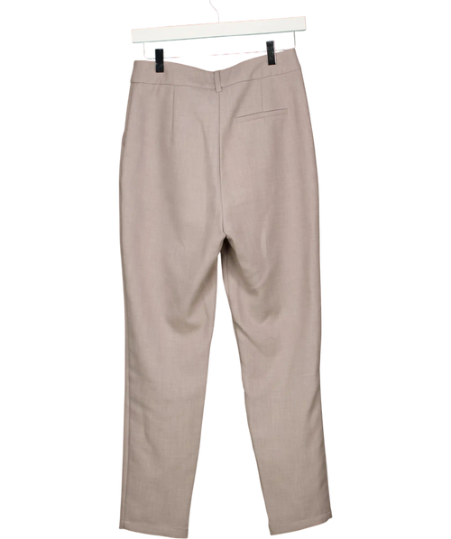 4th & RECKLESS Beige Grey Pleated Tapered Tailored Trousers UK 8