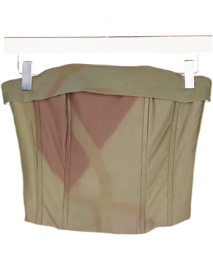 With Jean Green Mesh Boned Abstracted Print Corset UK XS
