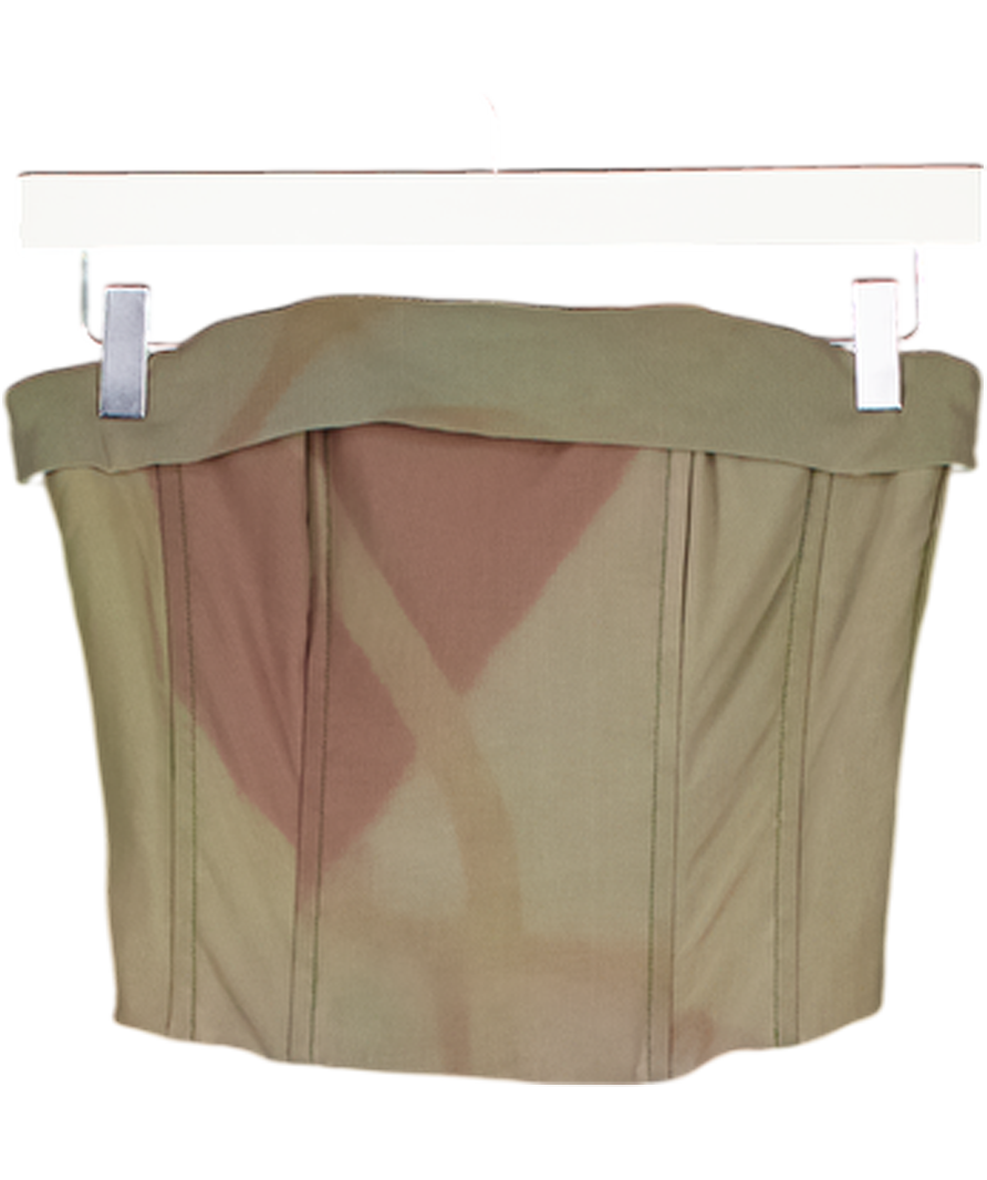 With Jean Green Mesh Boned Abstracted Print Corset UK XS