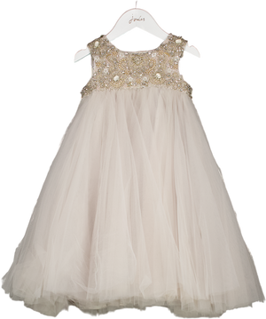 MAISON AVA Dove Grey Girls Embellished  Occasion Dress 6 Years