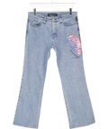 Versace Blue Mid-rise Heart Logo Embellished Jeans W30