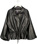 ASOS Design Gathered Waist Bubble Pu Jacket In Black UK M