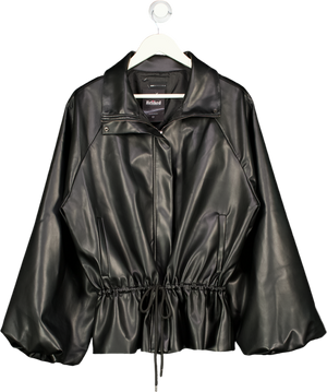 ASOS Design Gathered Waist Bubble Pu Jacket In Black UK M