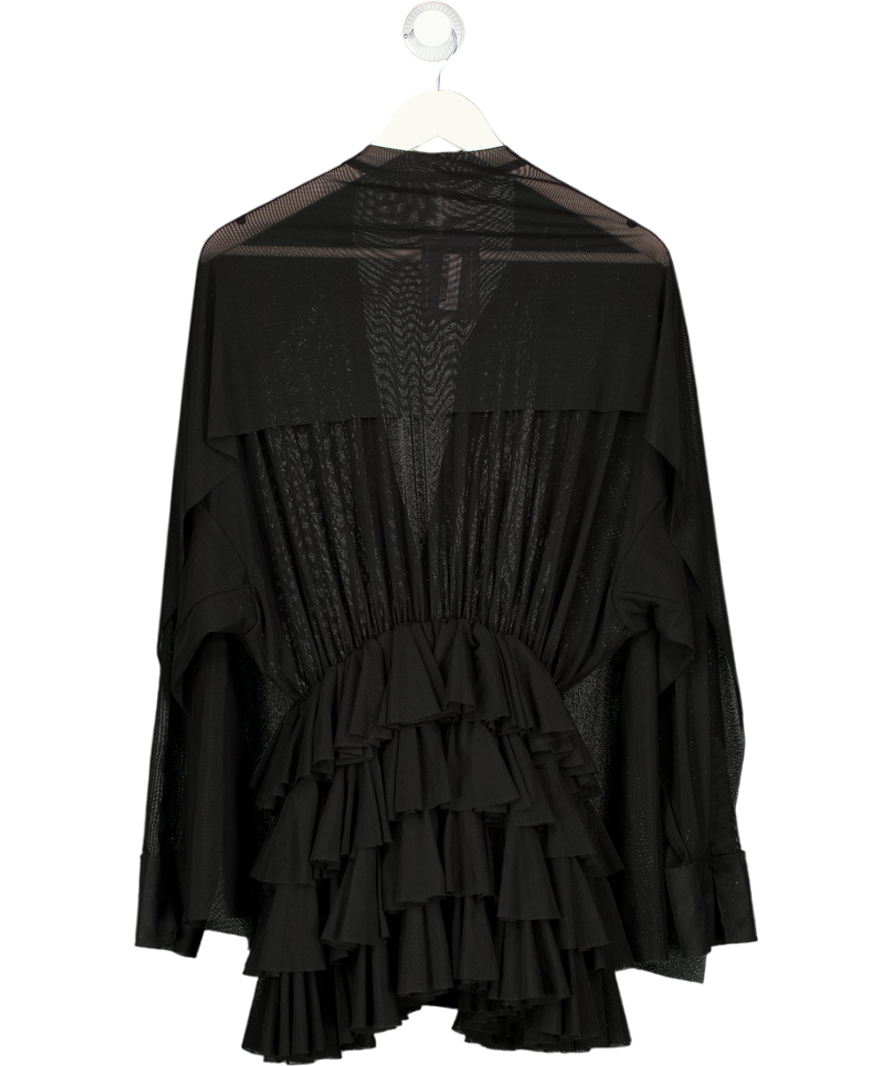 NORMA KAMALI Black Ruffled Jersey Mini Dress UK XXS