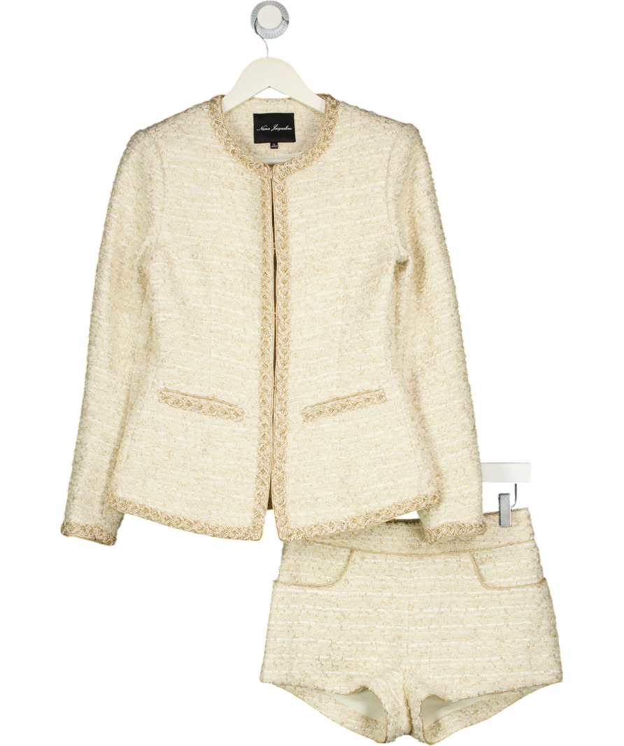 NANA JACQUELINE 2-piece Cream Tweed Evelyn Jacket And Shorts Set UK S