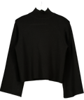 MARCELA LONDON Padded Shoulder Mock Neck Knit Black UK S/M