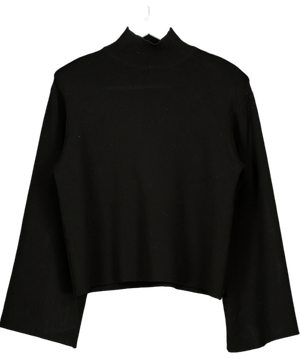 MARCELA LONDON Padded Shoulder Mock Neck Knit Black UK S/M