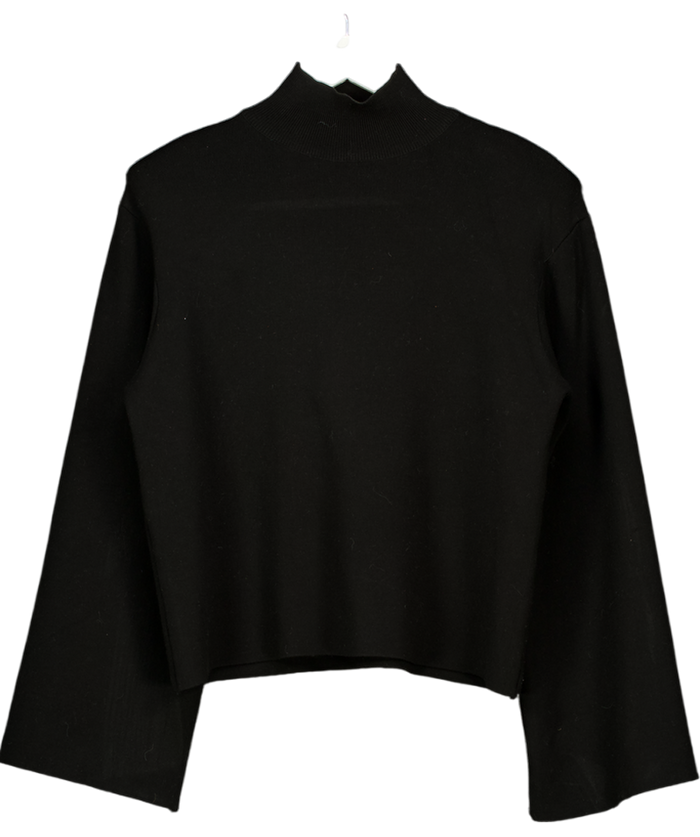 MARCELA LONDON Padded Shoulder Mock Neck Knit Black UK S/M