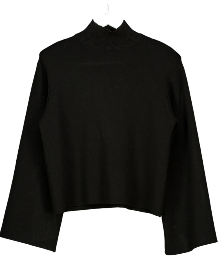 MARCELA LONDON Padded Shoulder Mock Neck Knit Black UK S/M