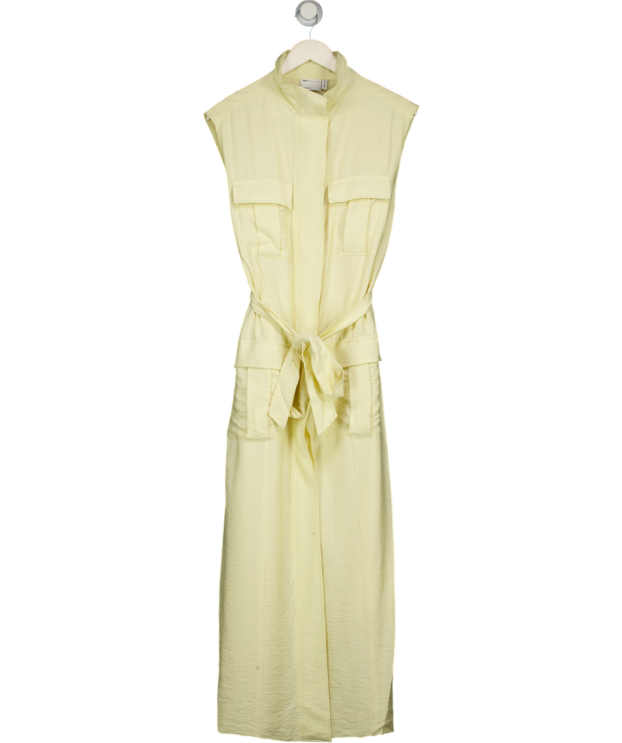 ASOS Design Utility Style Maxi Dress With Tie Waist In Buttermilk Yellow UK 8
