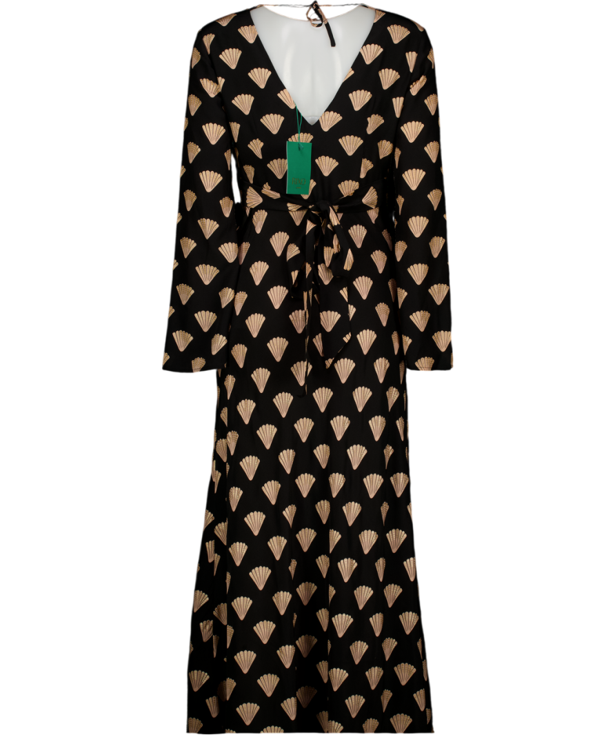 RIXO Black Nora Gold Foil Shell Dress UK S