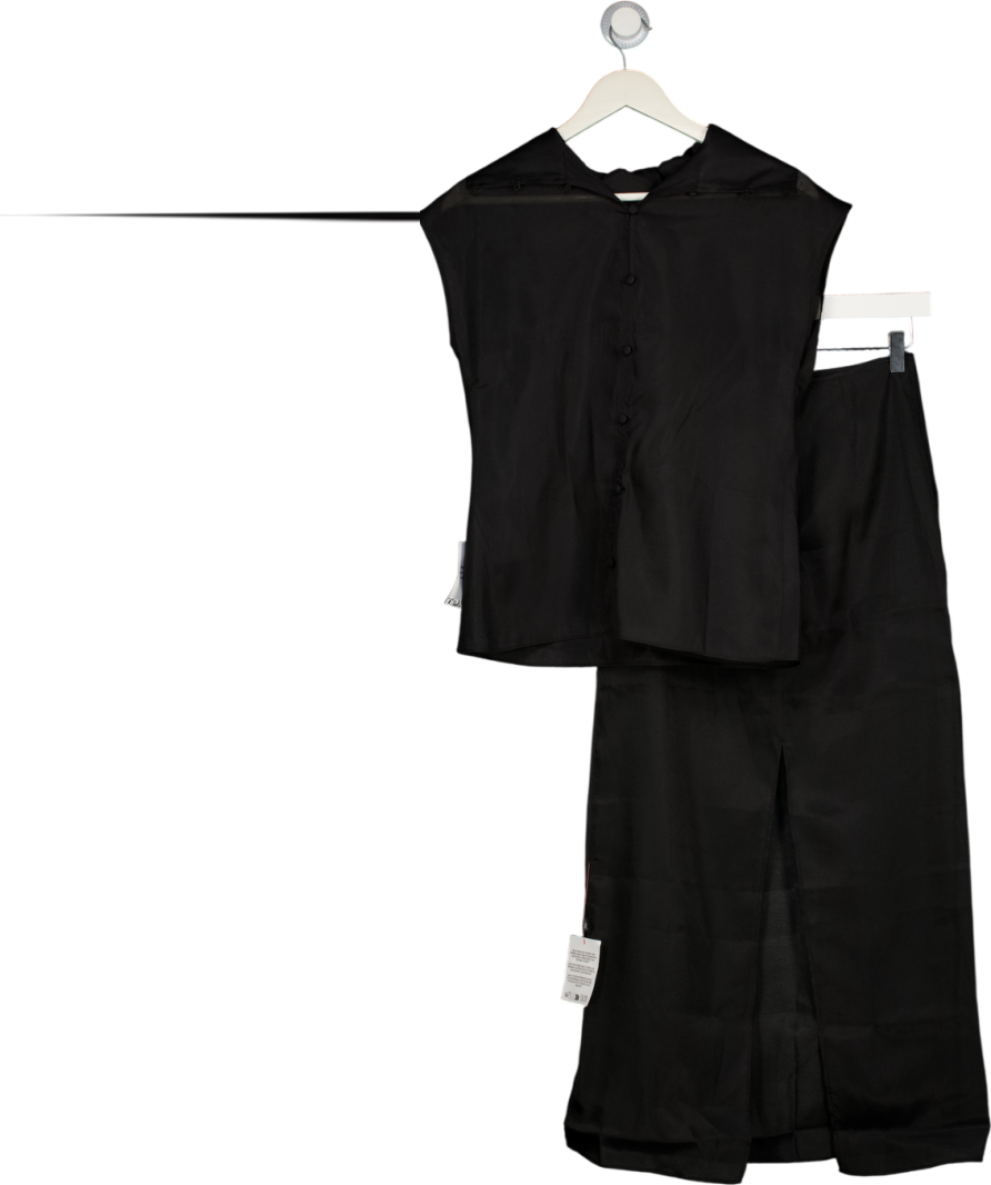 TOPSHOP 2-piece Black Sheer High Neck Grown On Shoulder Sheer Organza Top (UK 8) & Skirt Set UK 6