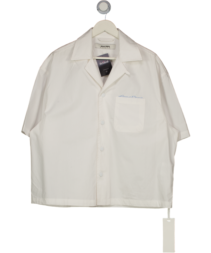 about:blank White Short Sleeve Logo Pocket Shirt UK L