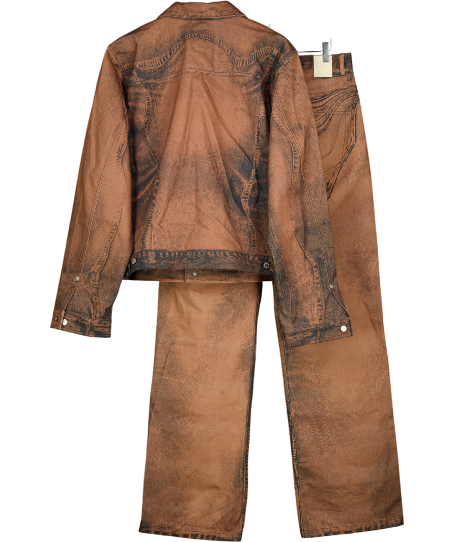 CAMPERLAB Brown 2-piece Acid-wash Effect Denim Jacket ( Uk L) & Relaxed Fit Jeans ( Uk W32) Set UK M/L