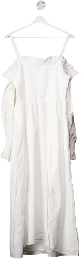 All Saints White Launa Off Shoulder Broderie Maxi Dress UK 12