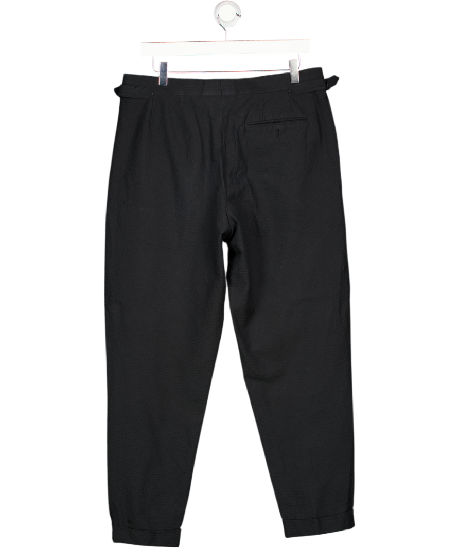 REISS Black Textured Cuffed Straight Leg Trousers W34