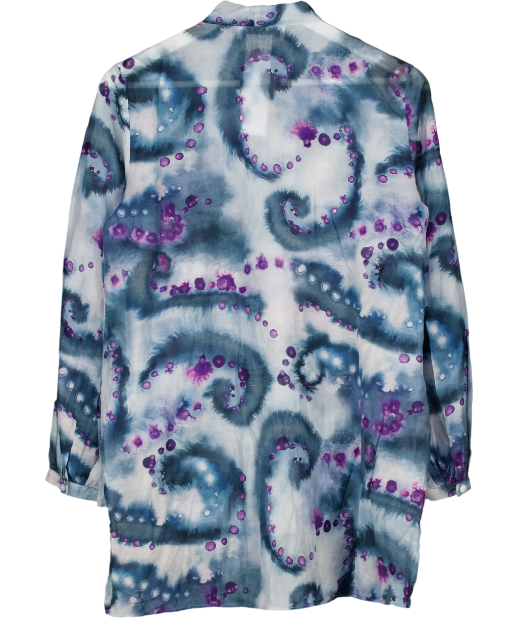 Marina Rinaldi Blue Silk And Cotton Shirt UK 10