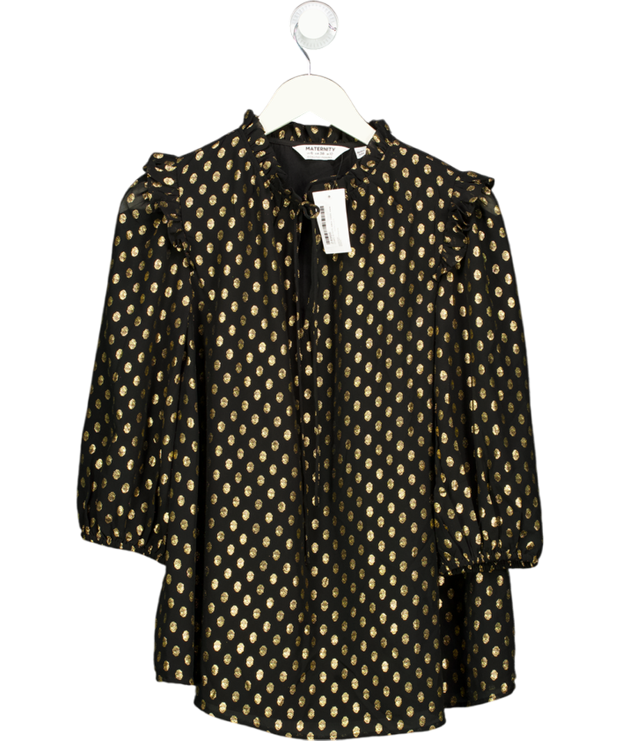 DOROTHY PERKINS Maternoty Black Metallic Spot Print Blouse UK 10